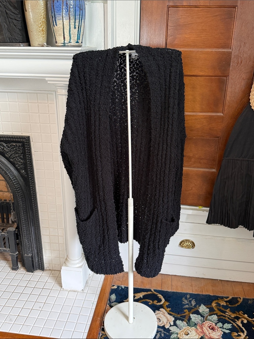Young Fabulous & Broke Black Textured Open-Front Cardigan- worn about 6-7x